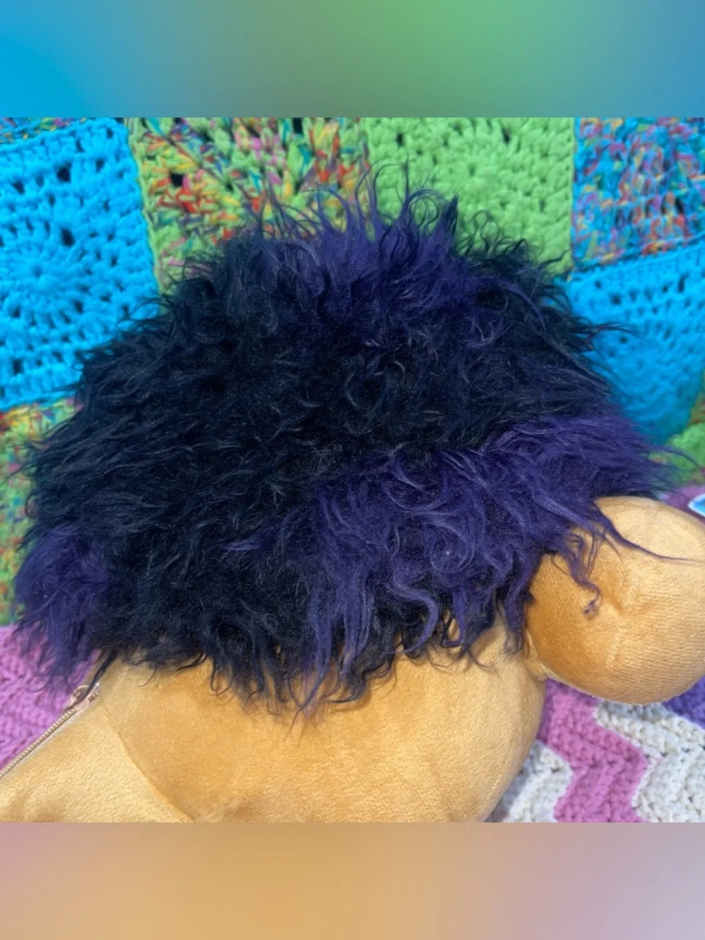 Needles Brand Faux Fur Bucket Hat Sz LG Purple and Black NWOT